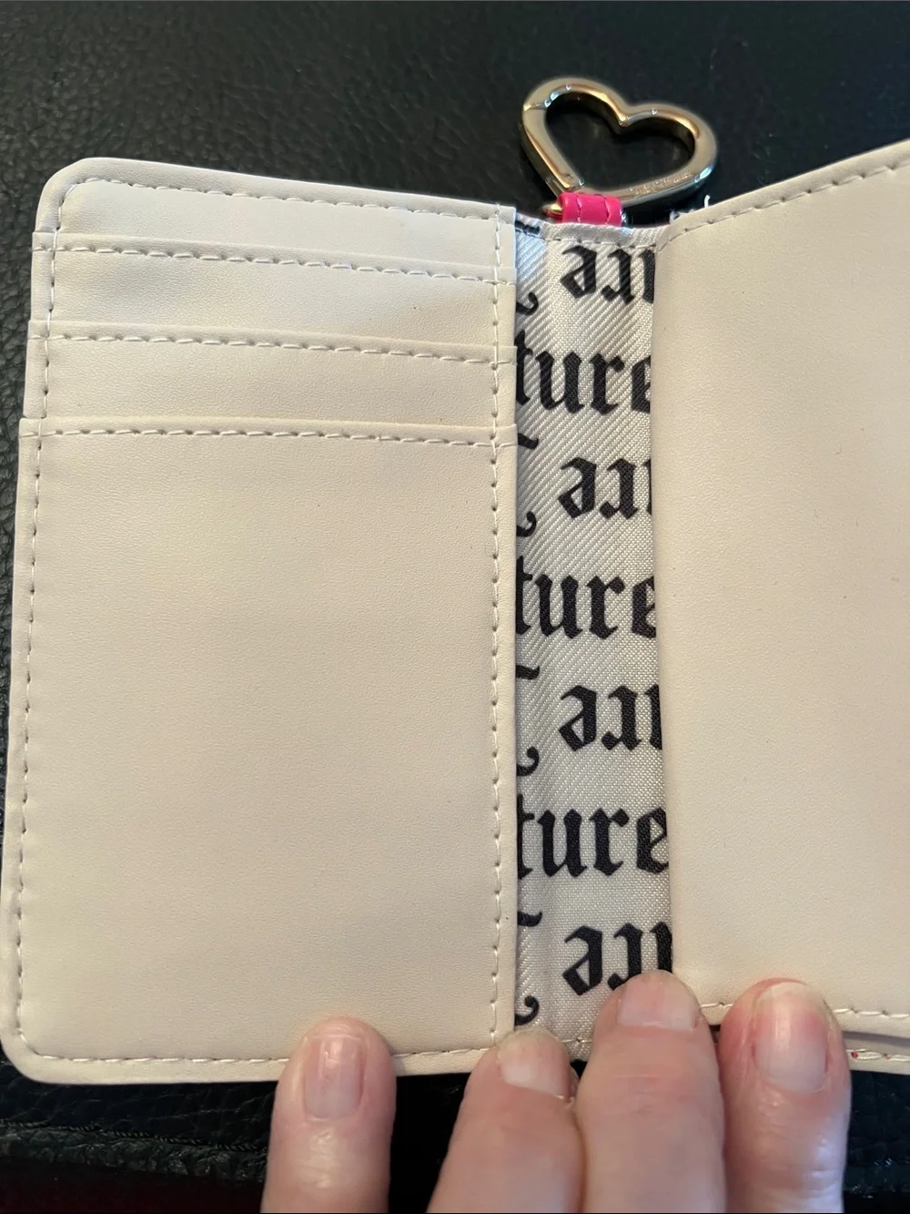 Juicy Couture Hot Pink Embossed Wallet with Heart Charm